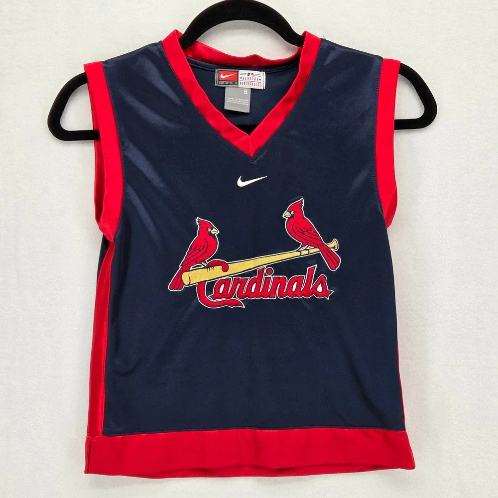 Nike‎ Youth Size 5 St. Louis Cardinals Sleeveless Jersey Navy Blue Red Vintage